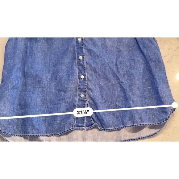 Tommy Bahama Women Sea Glass Breezer Top Blue 100% Linen Size Large Summer - Picture 5 of 12